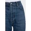 Blue straight-leg jeans with buttons