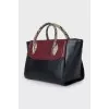 Mixed color leather tote
