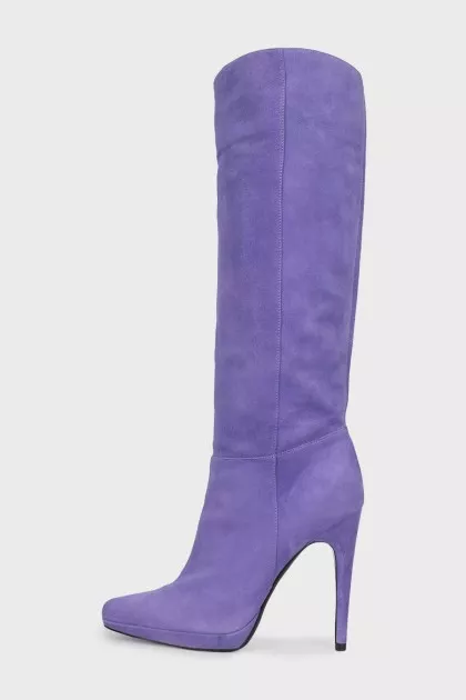 Purple suede boots