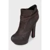 Brown leather ankle boots with buckle