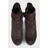 Brown leather ankle boots with buckle