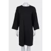 Straight black wool dress