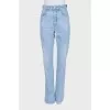 High-waisted blue jeans