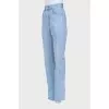 High-waisted blue jeans