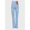 High-waisted blue jeans