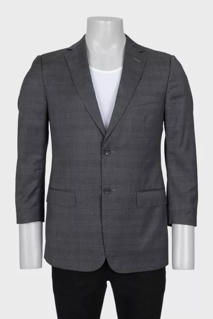 Men's gray plaid print jacket