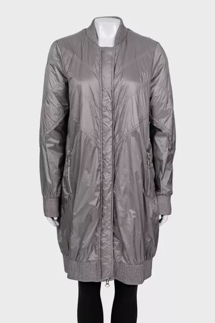 Gray raincoat with zipper