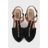 Suede studded heeled sandals