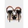 Suede studded heeled sandals