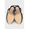Suede studded heeled sandals