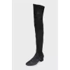 Suede over-the-knee boots with a round toe