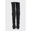 Suede over-the-knee boots with a round toe