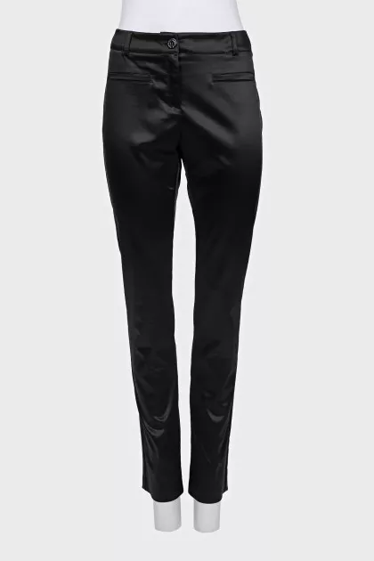 Black satin trousers