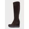 Brown wedge boots