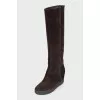 Brown wedge boots