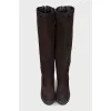 Brown wedge boots