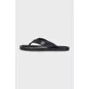 Men's black leather flip-flops
