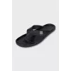 Men's black leather flip-flops