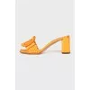 Orange mules with 3D decor
