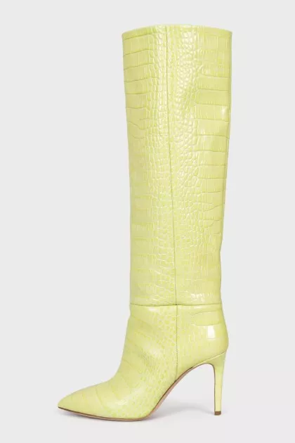 Green leather boots