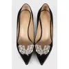 Fabric pumps decorated with crystals