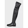 Leather over-the-knee boots with lacing