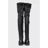 Leather over-the-knee boots with lacing