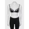 Lace-insert bra with tag
