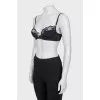Lace-insert bra with tag