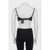 Lace-insert bra with tag