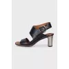 Leather sandals with metal heels