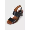 Leather sandals with metal heels