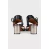 Leather sandals with metal heels