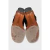 Leather sandals with metal heels