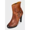 Gradient effect leather ankle boots