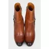 Gradient effect leather ankle boots