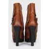 Gradient effect leather ankle boots