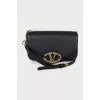 Black leather crossbody with tag