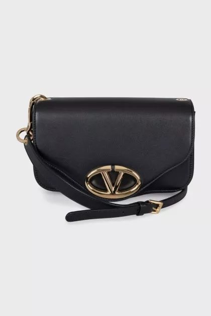 Black leather crossbody with tag