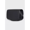 Black leather crossbody with tag