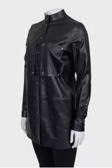 Straight-cut leather coat