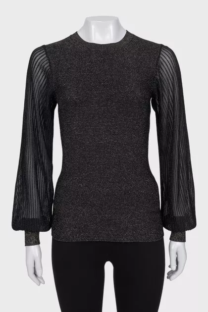 Jumper with transparent puff sleeves