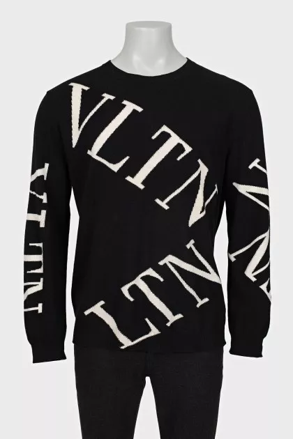 Men's wool and cashmere jumper with a print