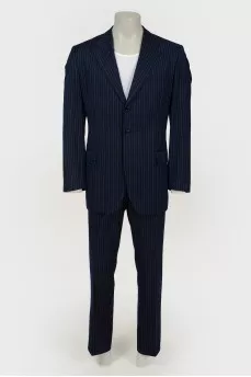 Suit blue men's striped