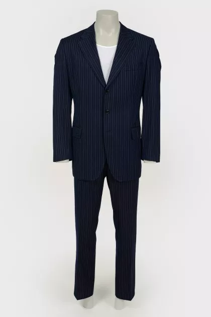 Suit blue men's striped