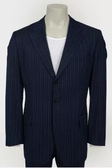 Suit blue men's striped