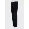 Black velvet flared trousers