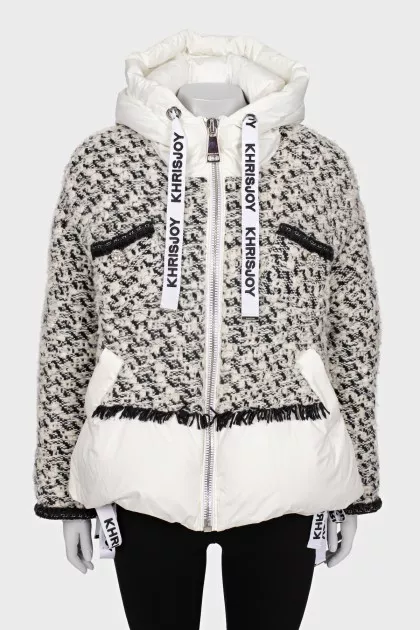 White down jacket with wool inserts