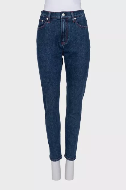 Dark blue mid-rise jeans