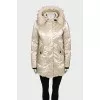 Golden parka with raccoon fur